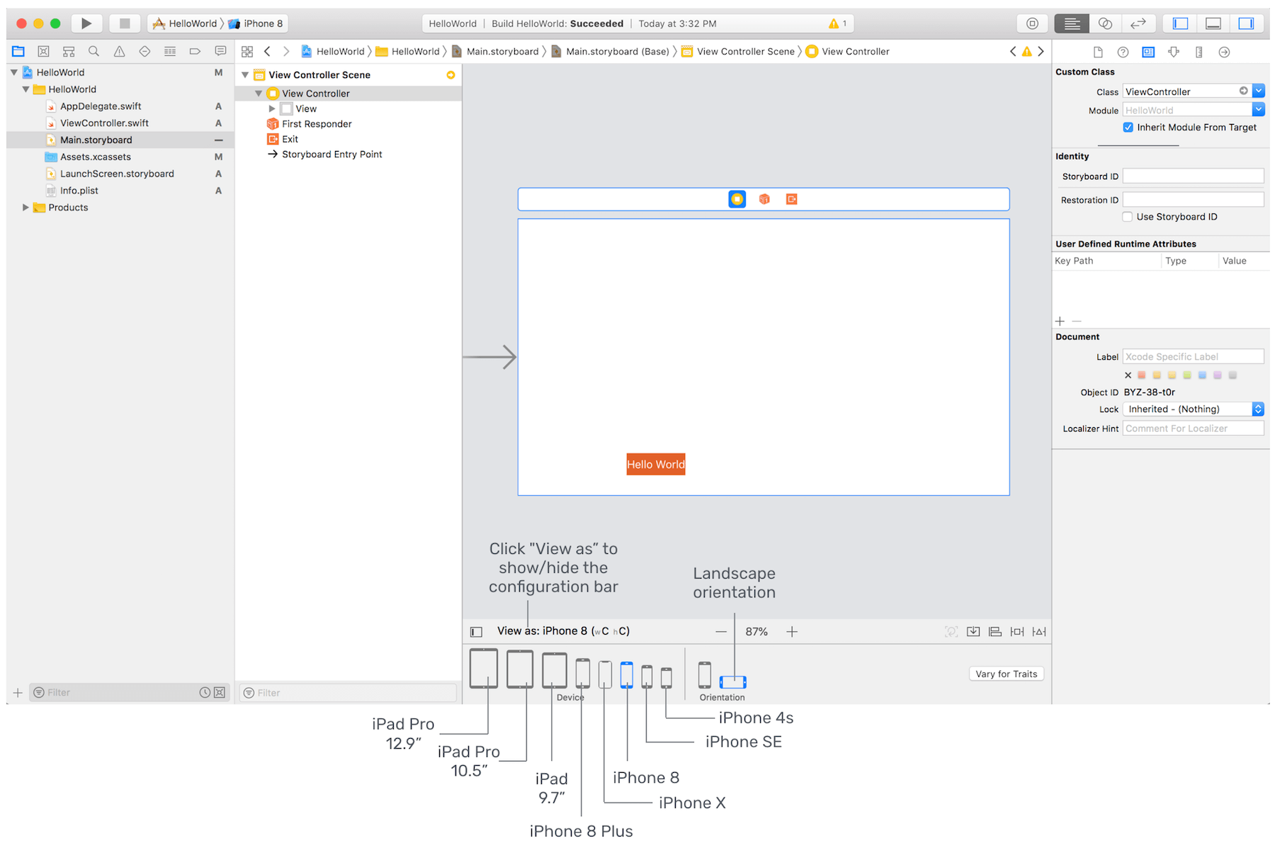 Figure 5-3. Live preview using Xcode's configuration bar