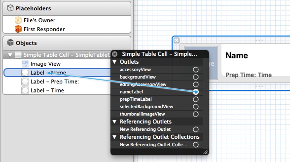 Simple Table Cell Label Connection