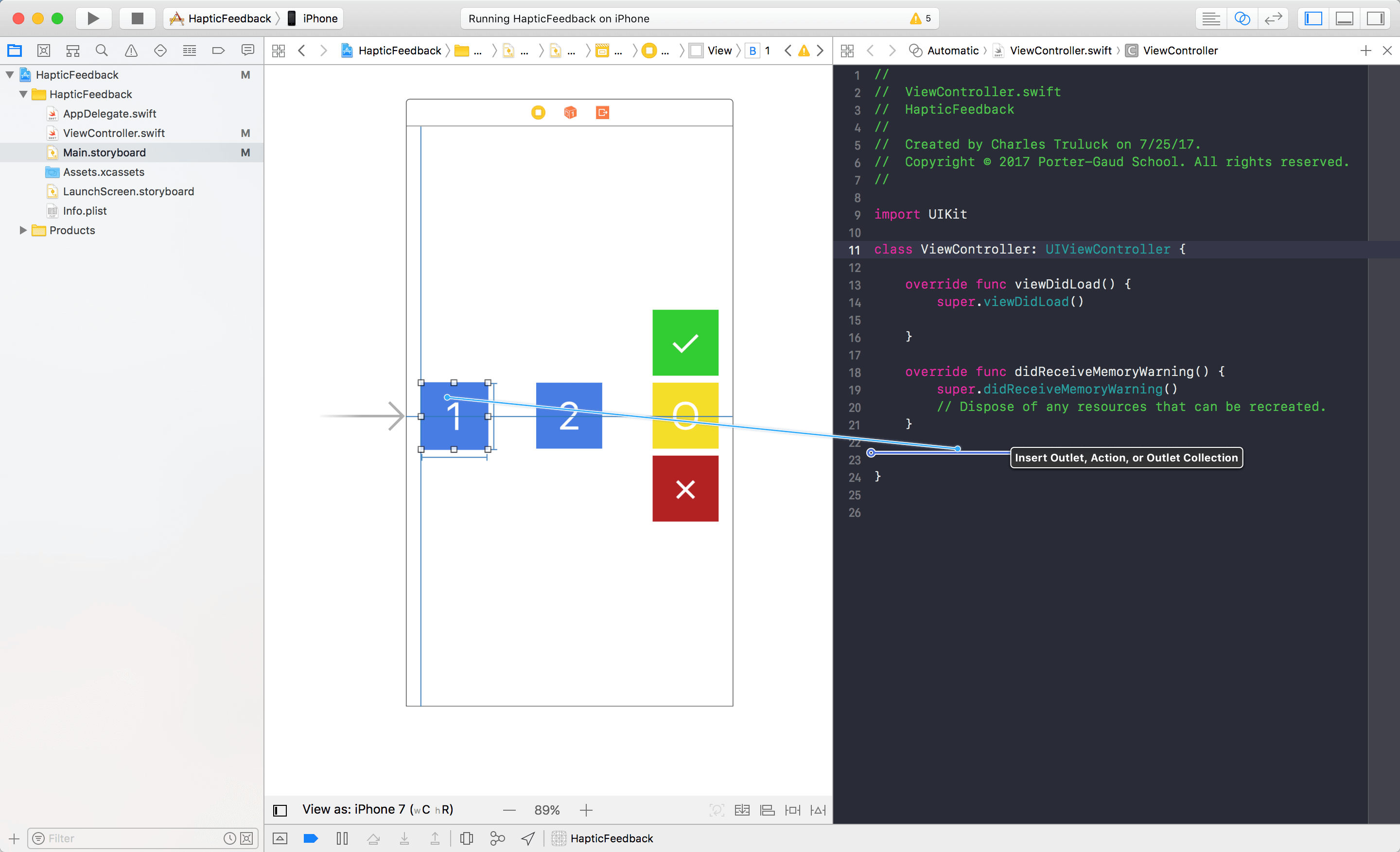 Connecting the UI component