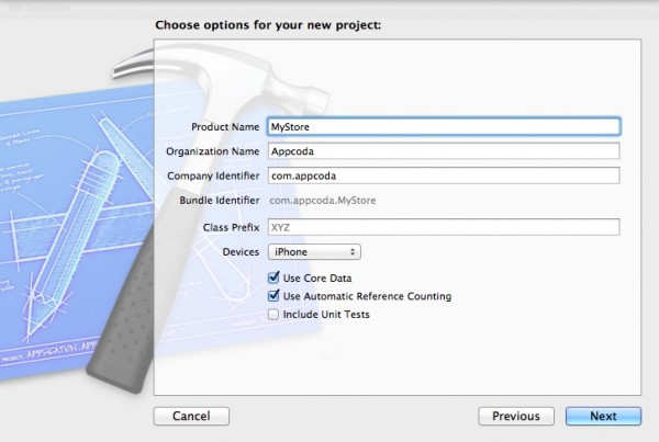 MyStore Xcode Project Options