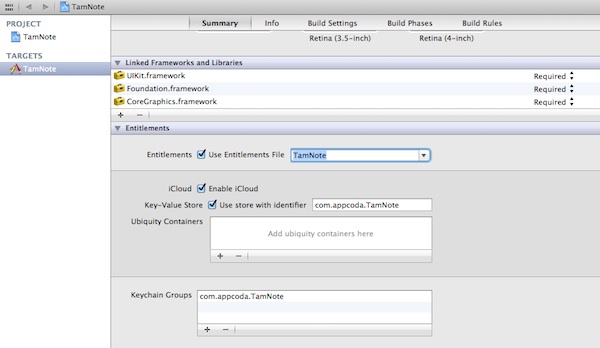 Enable Entitlement for iCloud